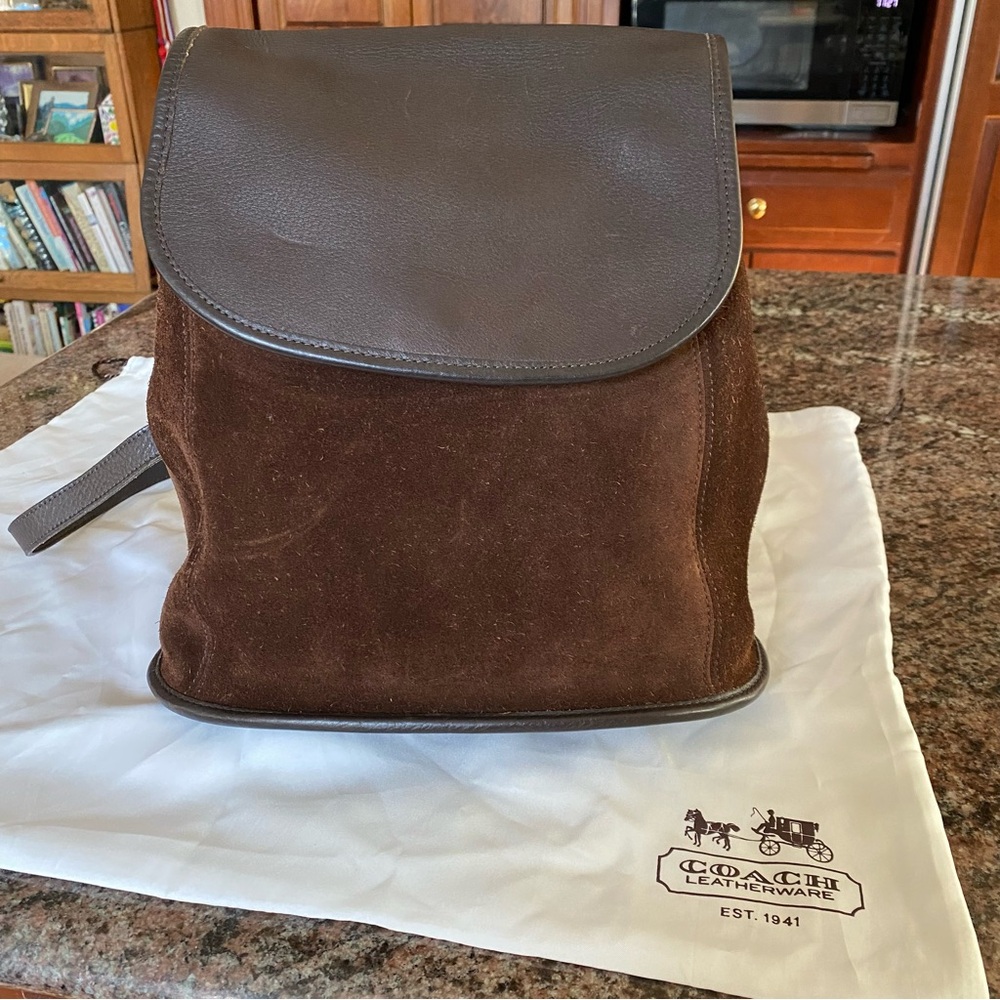 Coach brown suede and leather Berkeley backpack - Picture 11 of 13